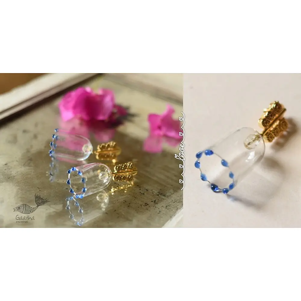 online Handmade designer glass earring- White Transparent 