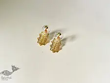 Kusumaprabha . कुसुमांप्रभा ✤ Handmade Designer Glass Earring - Transparent and Golden
