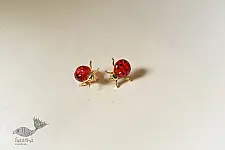 Kusumaprabha . कुसुमांप्रभा ✤ Glass Earring - Ladybug