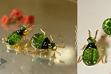 Kusumaprabha . कुसुमांप्रभा ✤ Designer Glass Earring - Green Bug