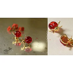 Kusumaprabha . कुसुमांप्रभा ✤ Glass Earring - Ladybug