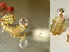 Kusumaprabha . कुसुमांप्रभा ✤ Handmade Designer Glass Earring - Transparent and Golden