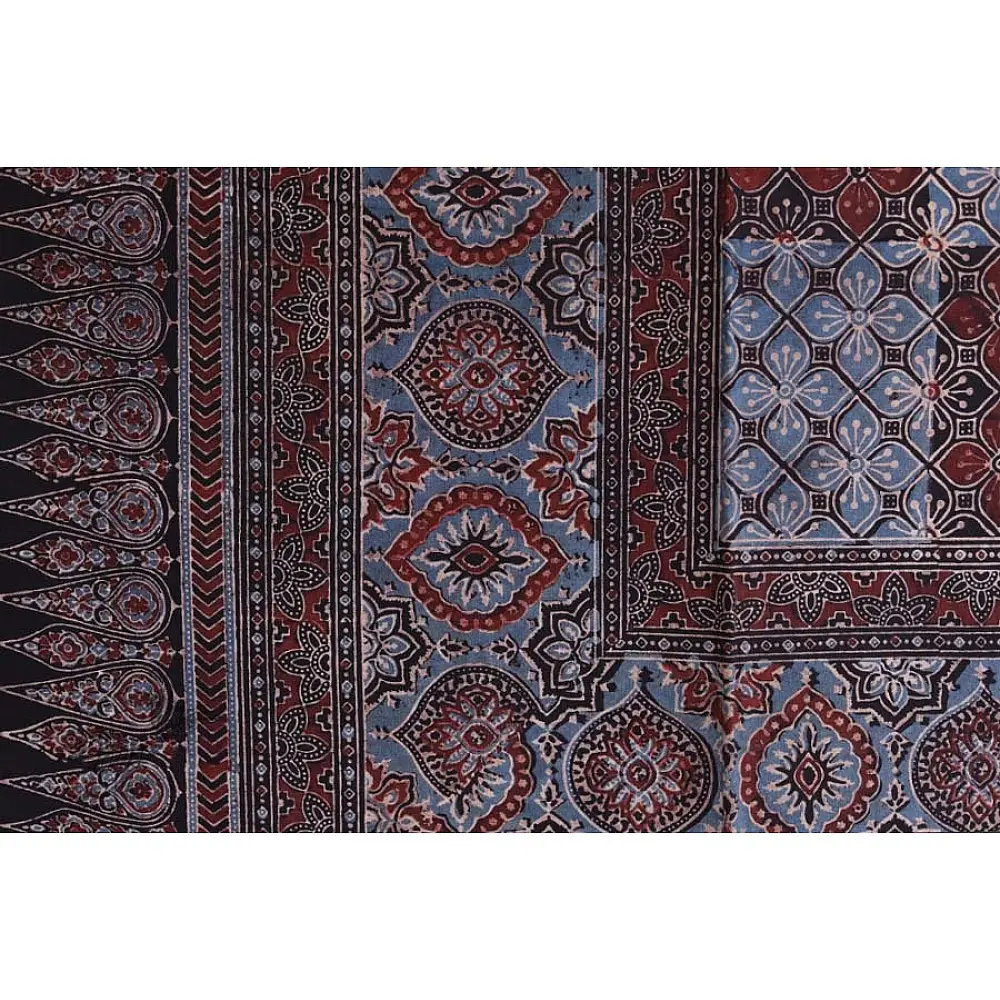 Buy Ajrakh Print Double Bed sheet ❁ with Booster Covers 