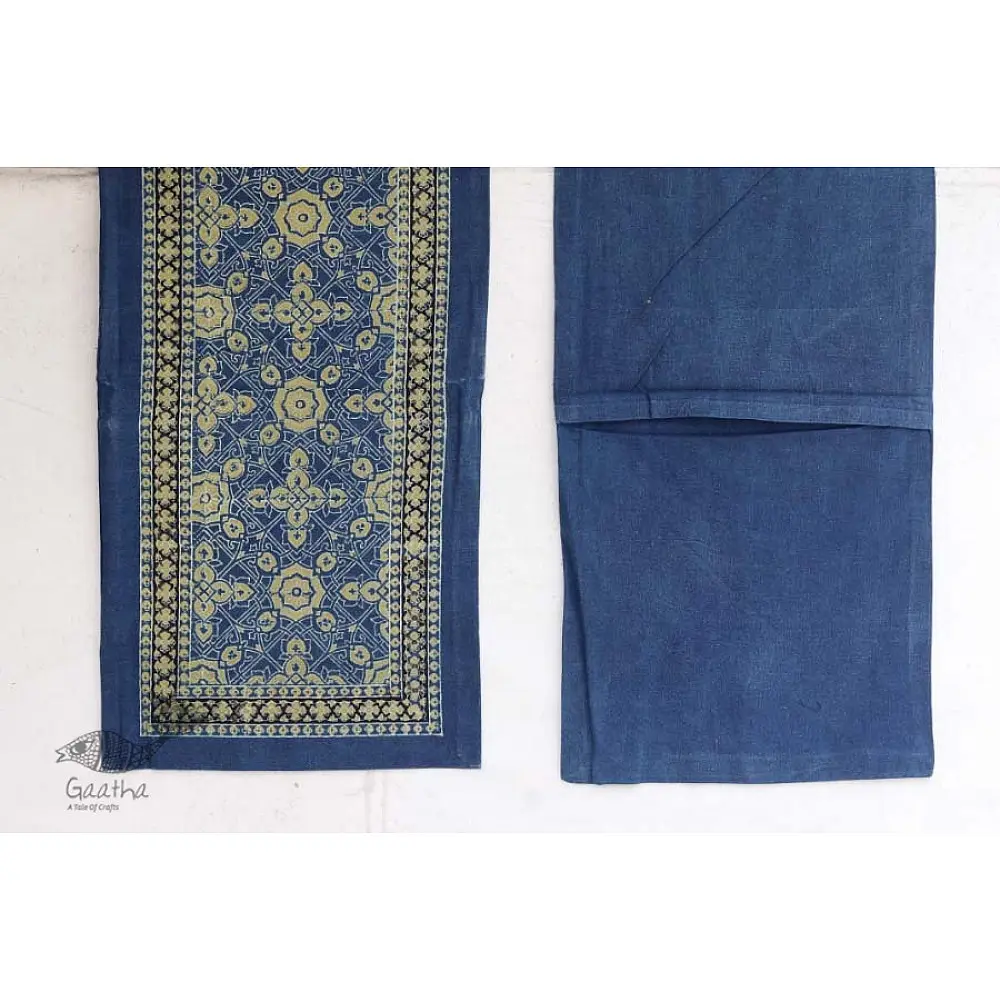 Ethereal skies  ❁ Ajrakh Print Double Bed sheet ❁ with Booster Covers - K
