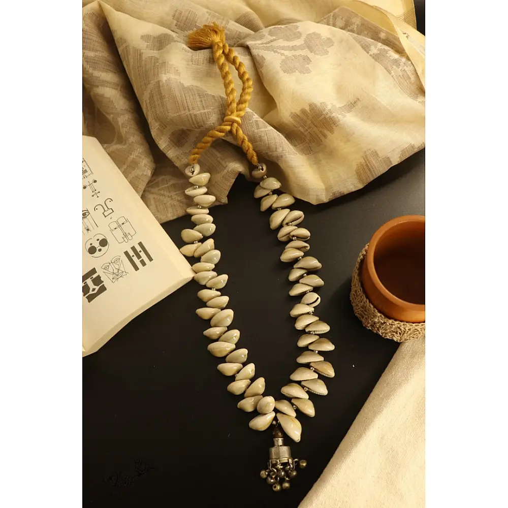 shop online handmade tribal Cowrie And Repurposed Metal Necklace
