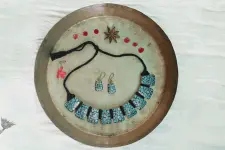 Sofeez ✽ Lac Jewelry ✽  Turquoise Necklace With Earrings  ✽ 4