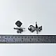 handcrafted german silver trishul stud earrings featuring lord shiva sacred trident motif, central damru drum detail, and oxidised antique finish