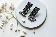 Ishana . इशाना ✯ German Silver Earring - Rectangular Lattice 