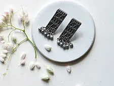 Ishana . इशाना ✯ German Silver Earring - Rectangular Lattice 