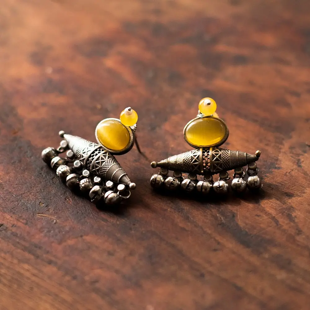 online german silver earrings (Two Color Options yellow/ White)