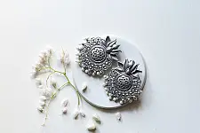 Ishana . इशाना ✯ German Silver Lotus Motif Earring 