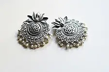 Ishana . इशाना ✯ German Silver Lotus Motif Earring 