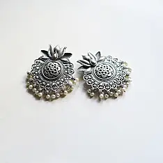 Ishana . इशाना ✯ German Silver Lotus Motif Earring 