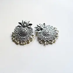 Ishana . इशाना ✯ German Silver Lotus Motif Earring 