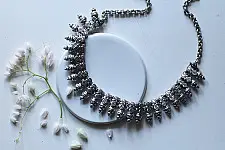 Ishana . इशाना ✯ German Silver Pinecone Motif Hasli Choker Necklace - B