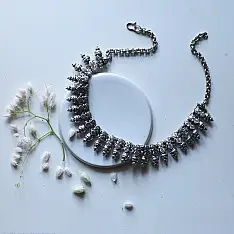 Ishana . इशाना ✯ German Silver Pinecone Motif Hasli Choker Necklace - B