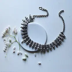 Ishana . इशाना ✯ German Silver Pinecone Motif Hasli Choker Necklace - B