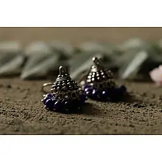 धरा ✽ Antique Finish White Metal ✽ Earring { 7 }