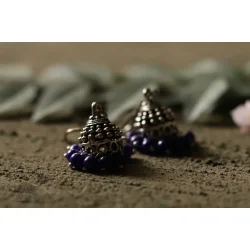 धरा ✽ Antique Finish White Metal ✽ Earring { 7 }