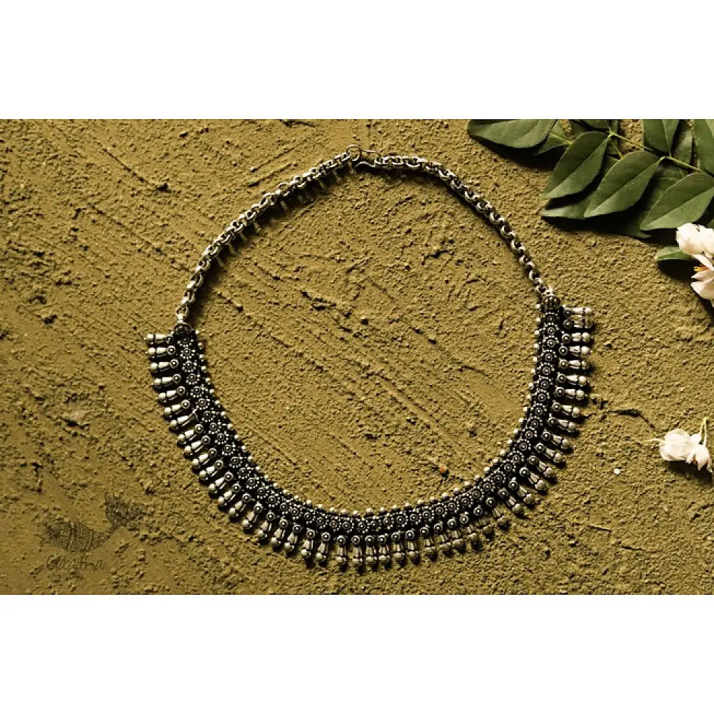 धरा ✽ Antique Finish White Metal ✽ Necklace { 38 }