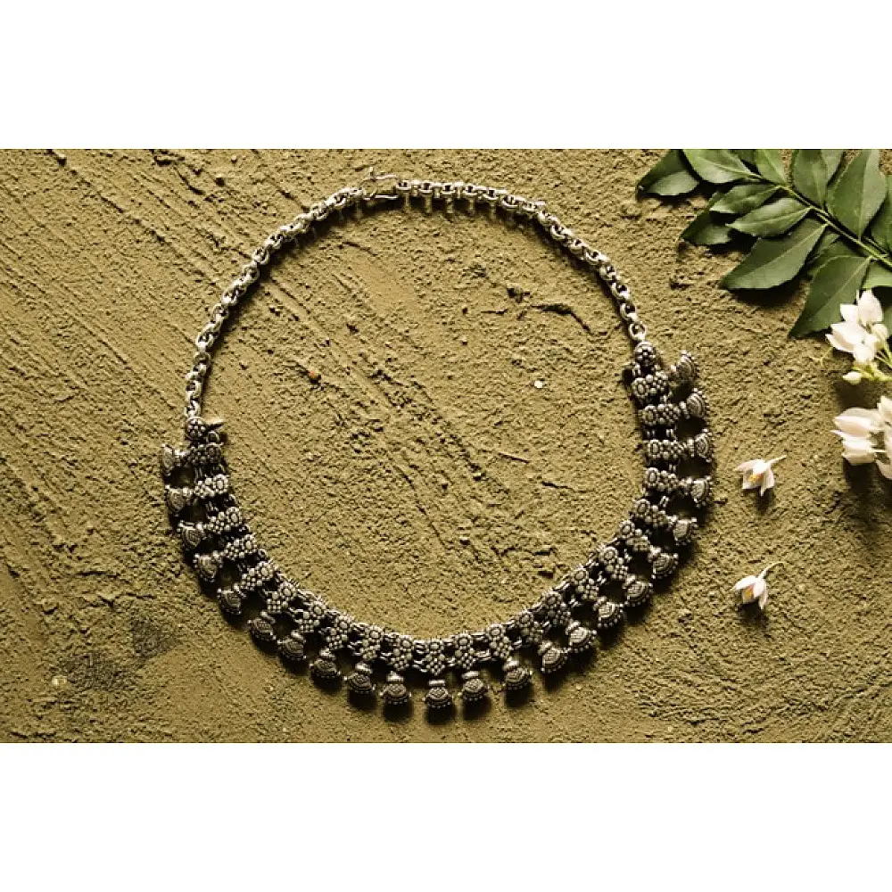धरा ✽ Antique Finish White Metal ✽ Necklace { 46 }