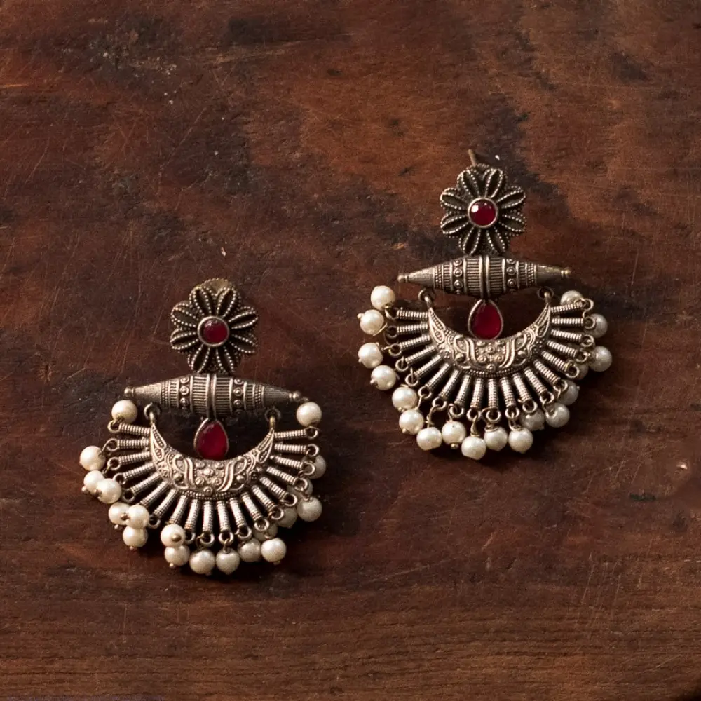 online german silver earrings Two Color Options Red / Blue
