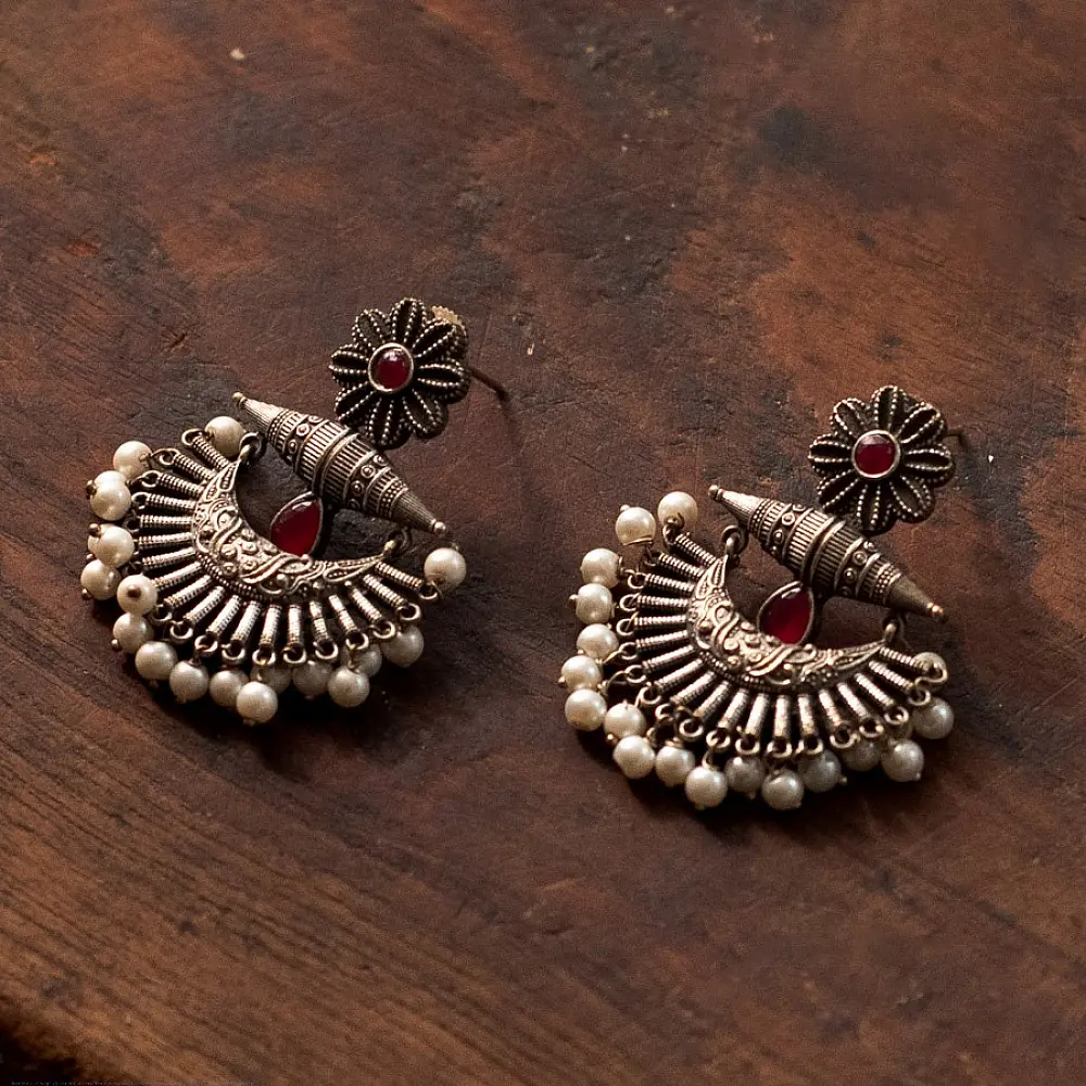 online german silver earrings Two Color Options Red / Blue