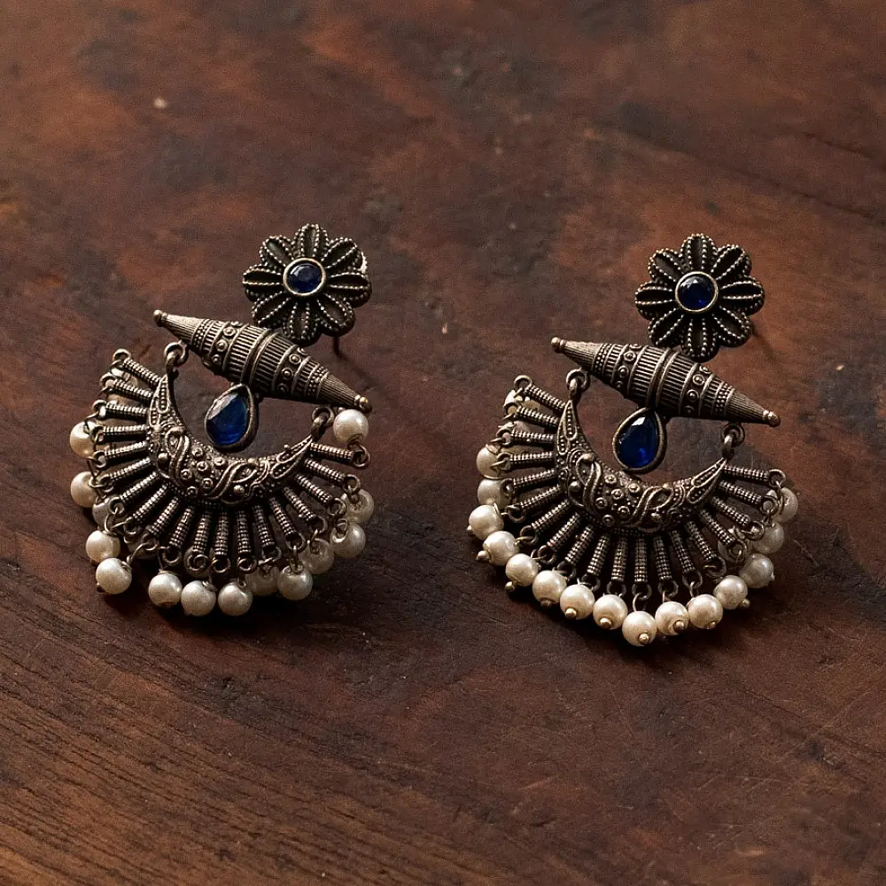 online german silver earrings Two Color Options Red / Blue