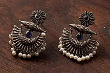 Ishana . इशाना | German Silver Earring - Two Color Options Red / Blue