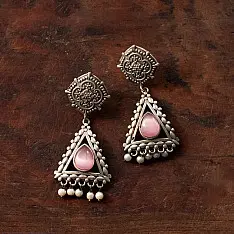 Ishana . इशाना | German Silver Earring - Pink