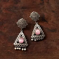 Ishana . इशाना | German Silver Earring - Pink