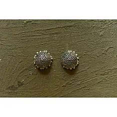 Dhara . धरा | White Metal - Jhumka Earring