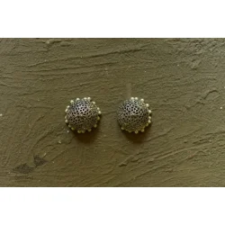 Dhara . धरा | White Metal - Jhumka Earring