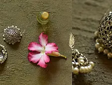 Dhara . धरा | White Metal - Jhumka Earring