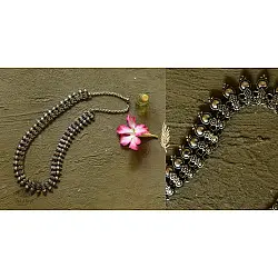 Dhara . धरा | White Metal - Long Necklace