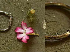 Dhara . धरा | White Metal - Peacock Kada 