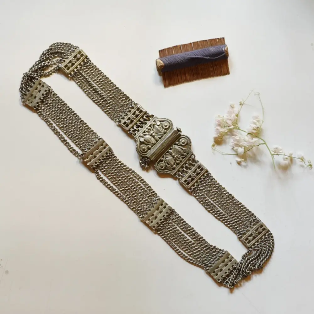 shop White Metal Waist Belt |Tribal Kamarband
