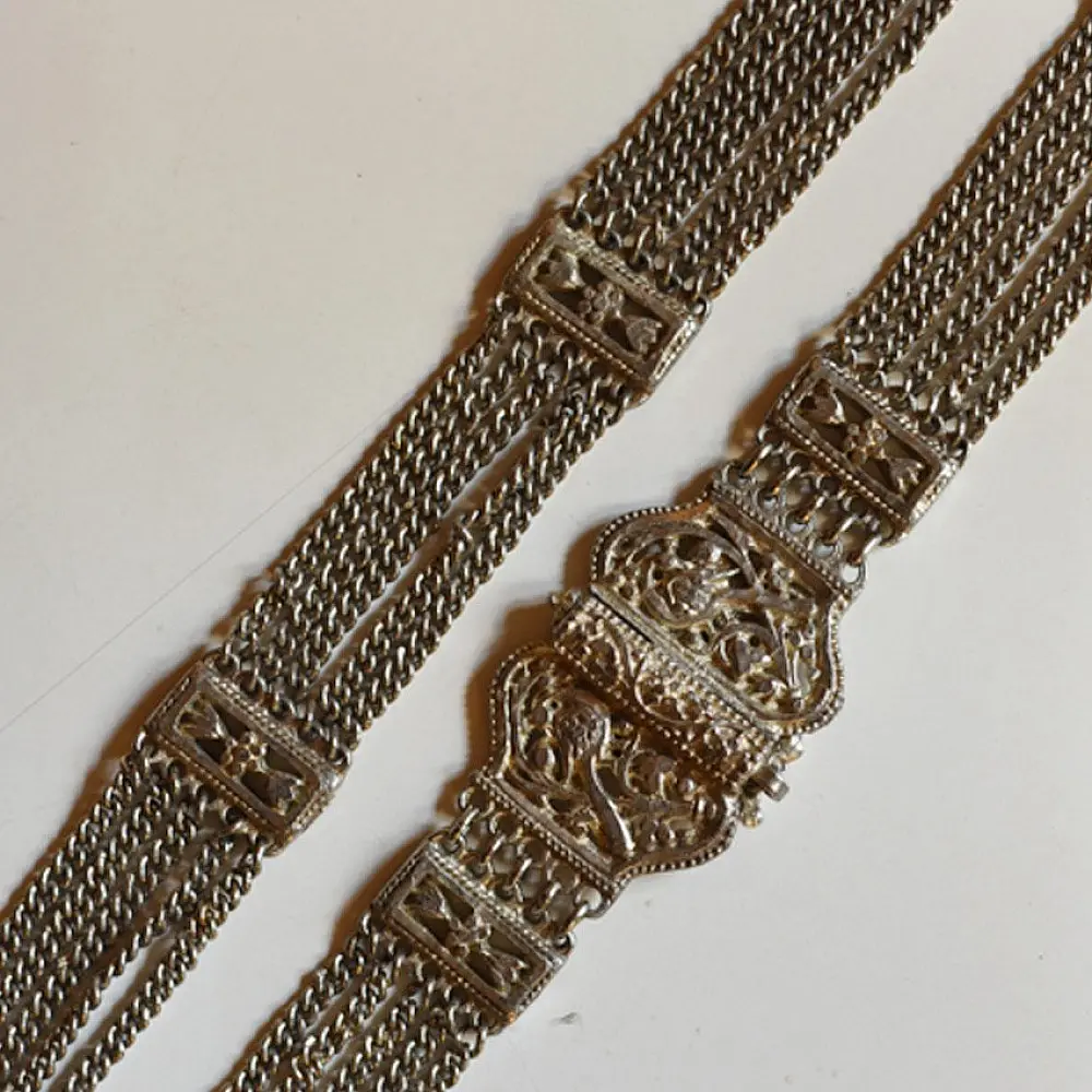 shop White Metal Waist Belt / Bhil Kamar Band