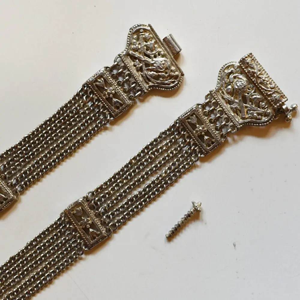 shop White Metal Waist Belt / Bhil Kamar Band