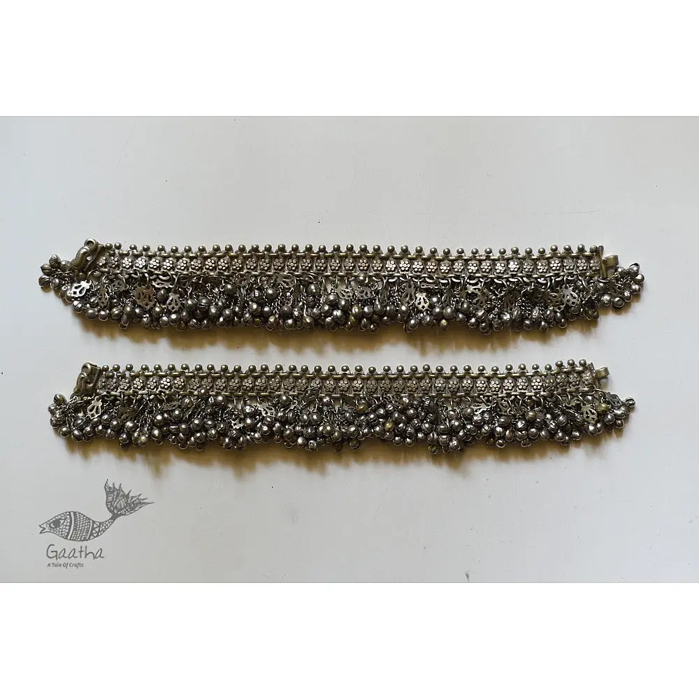 shop Antique Finish White Metal Anklet / Payal