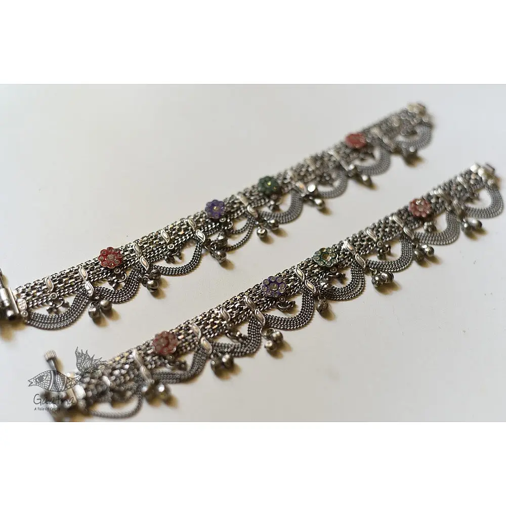 shop Antique Finish - White Metal Payal (Pair)