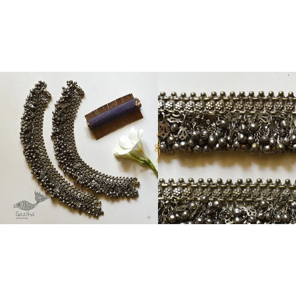 shop Antique Finish White Metal Anklet / Payal