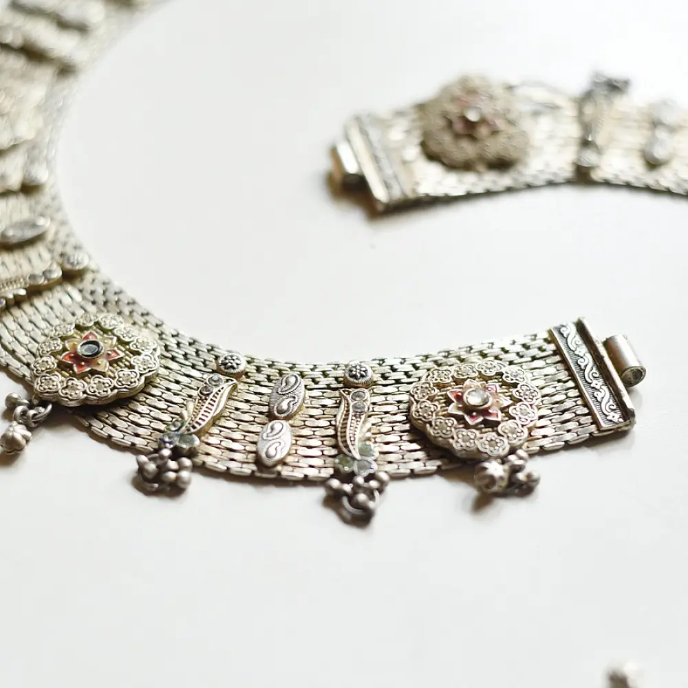 shop Antique Finish - White Metal Banjara Vintage Payal