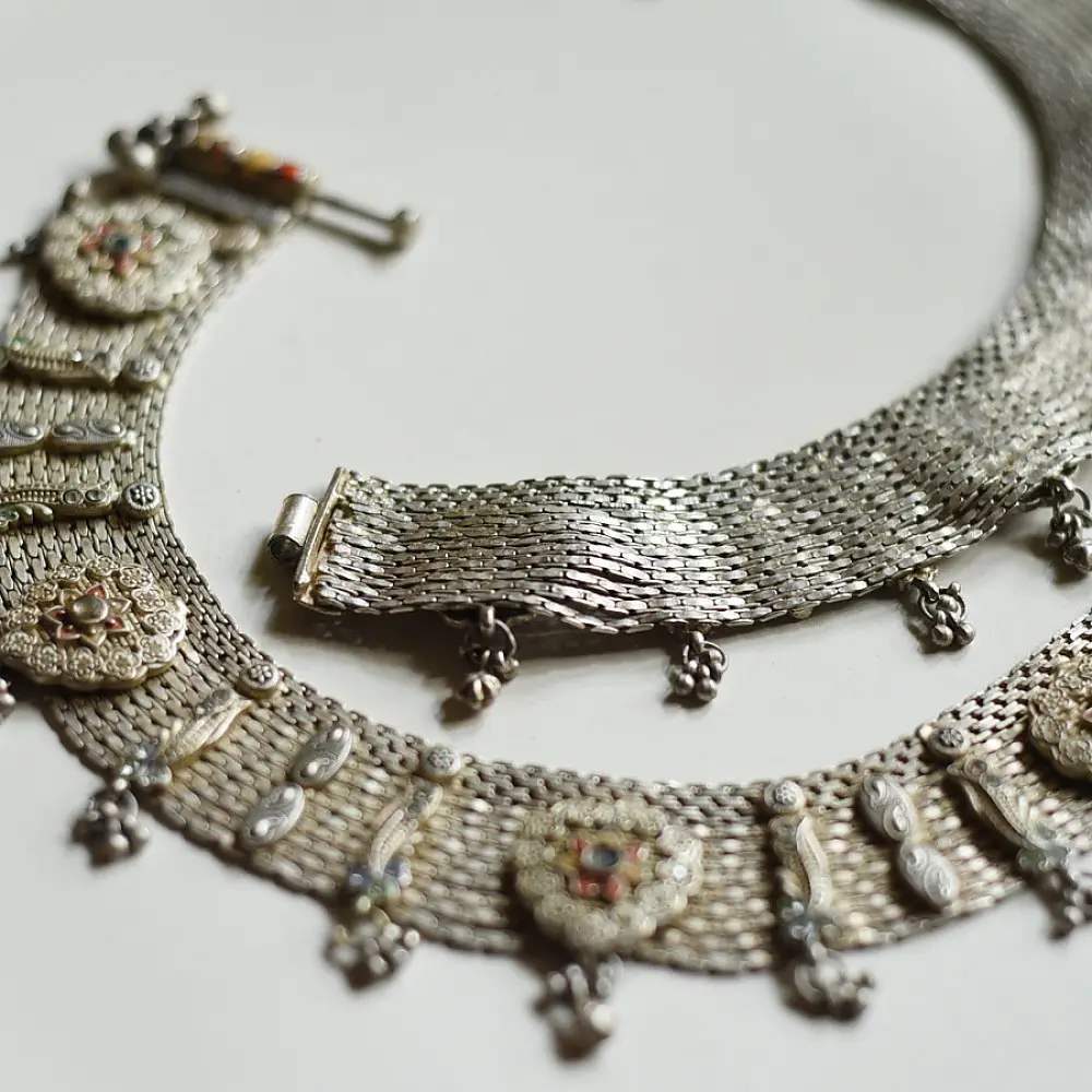 shop Antique Finish - White Metal Banjara Vintage Payal