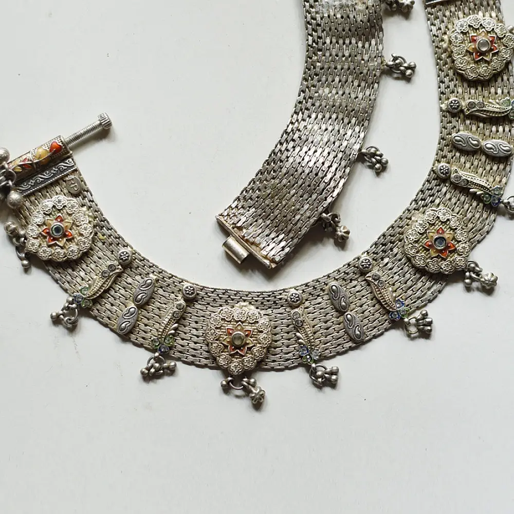 shop Antique Finish - White Metal Banjara Vintage Payal
