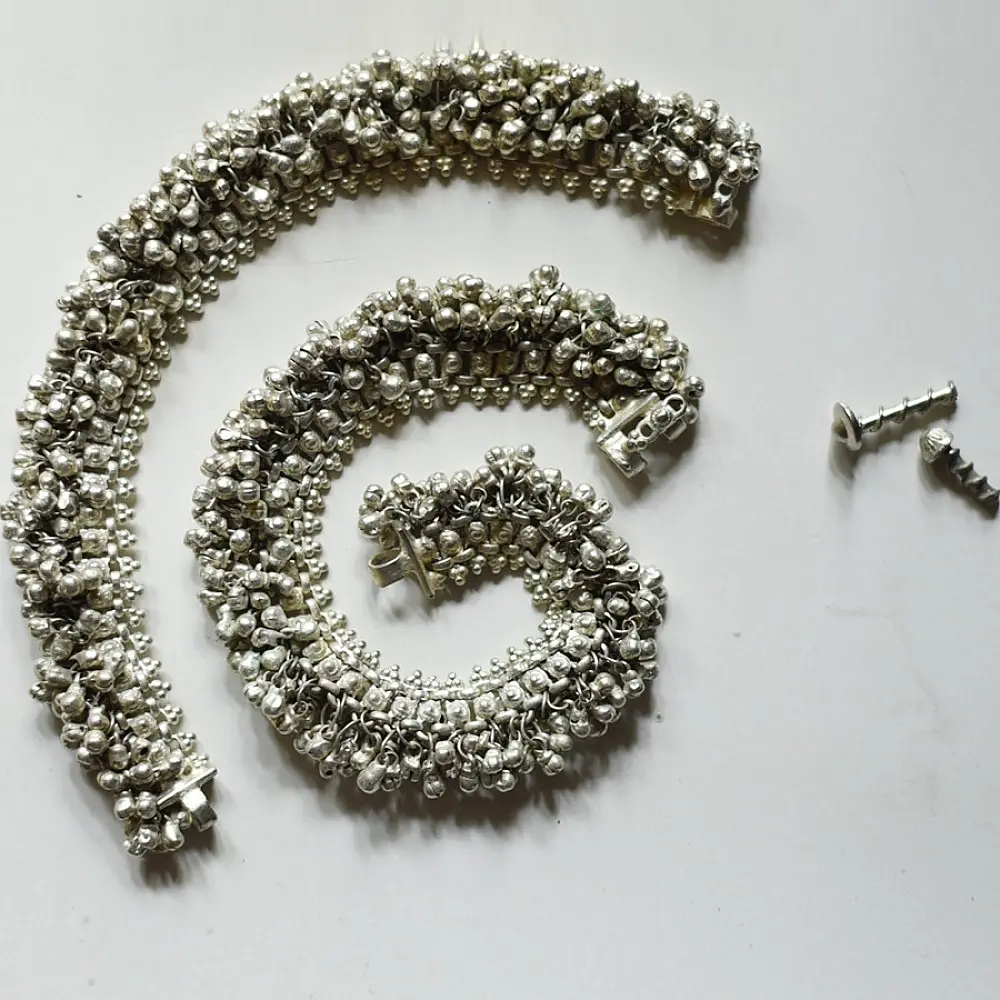 shop Antique Finish - White Metal Ghungru Payal (Pair)