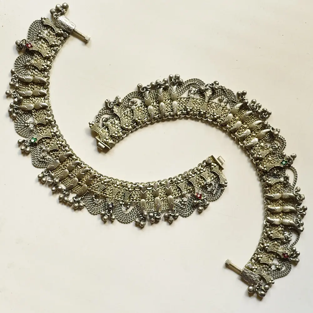 shop Antique Finish - White Metal Payal (Pair)