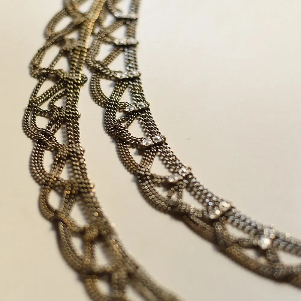 vintage rabari waist belt white metal kamar bandh jhaalar ghunghru tiered scalloped chains traditional tribal body jewelry gaatha