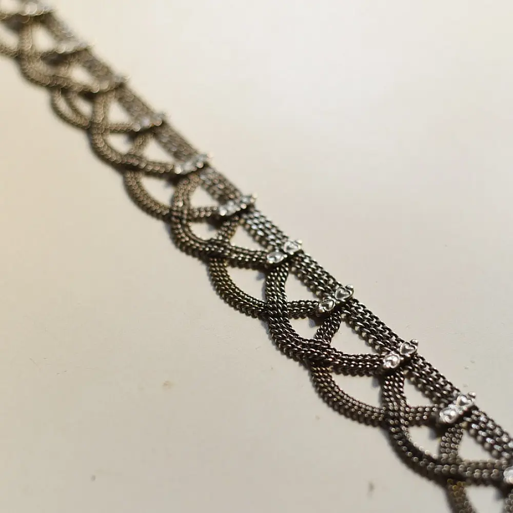vintage rabari waist belt white metal kamar bandh jhaalar ghunghru tiered scalloped chains traditional tribal body jewelry gaatha