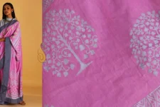  Pastel Pink ⚉ Block printed ⚉ Saree